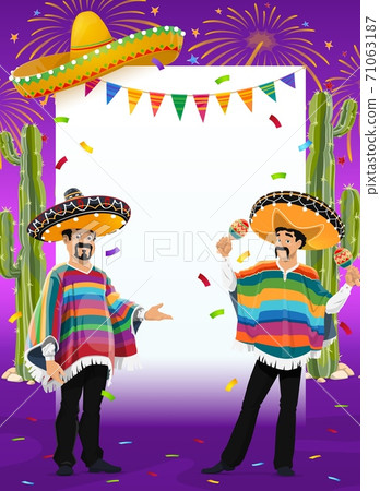 Mexican holiday vector frame mariachi musicians Mexican holiday vector frame mariachi musicians 71063187