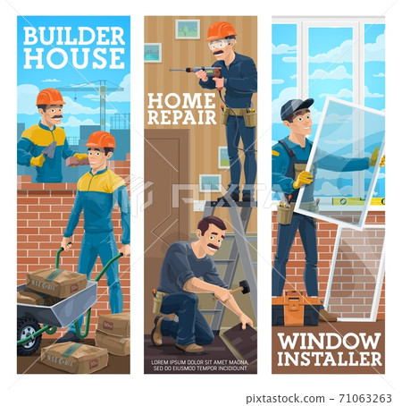 House Builder Home Repair Handyman Vector Banner Stock Illustration 71063263 Pixta