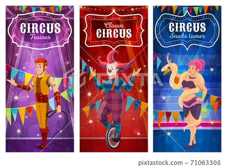 Circus performers, big top artists vector banners 71063308