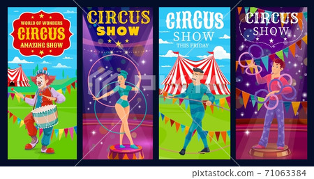Circus performers vector banners. Big top show Circus performers vector banners. Big top show 71063384