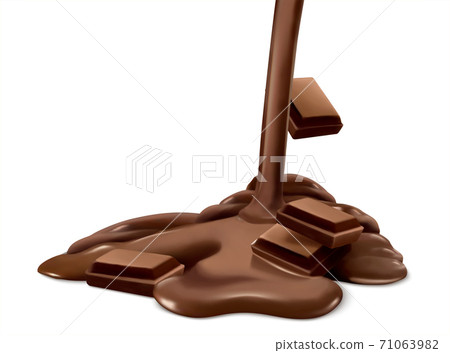 Chocolate flowing down on bars 71063982