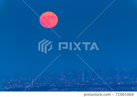 《Tokyo》 Tokyo city night view, full moon night 71065868