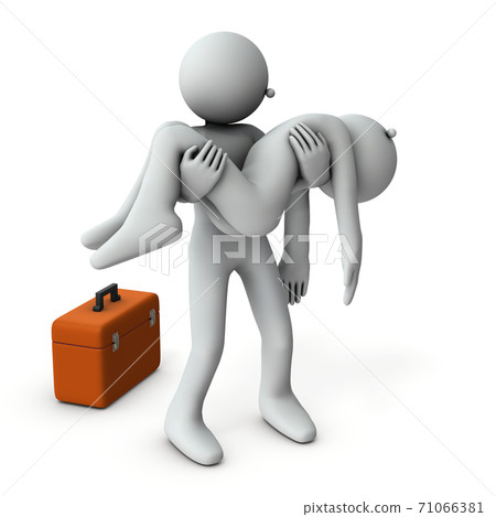拿著一個墮落的人的人。白色背景3D渲染。 71066381