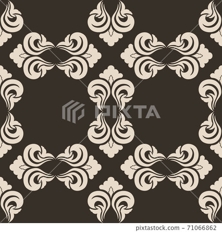 Seamless vector decorative pattern in beige color with empty rhombuses on a brown background. Seamless vector decorative pattern in beige color with empty rhombuses on a brown background. 71066862