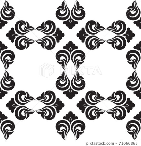 Seamless vector decorative pattern in black color with empty rhombuses on a white background. 71066863