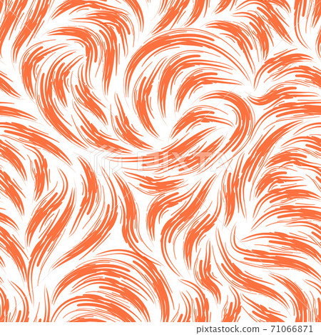 Seamless vector pattern of smooth lines or brush strokes in trendy color Lush Lava. Blank for printing on fabric, elegant texture isolated on white background. 71066871