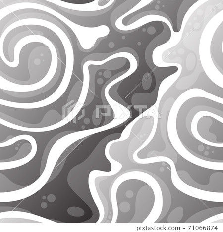 Seamless vector flowing background in monochrome shades. Texture for fabric or paper, liquid with dripping drops and spirals with a black and white gradient. 71066874