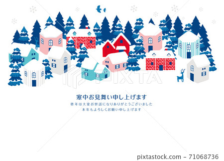 參觀寒冷的冬季城市景觀圖 71068736