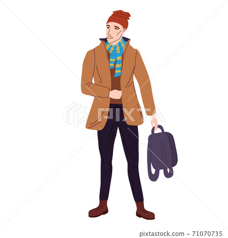 Young man student in modern autumn trendy...-插圖素材 [71070735] - PIXTA圖庫