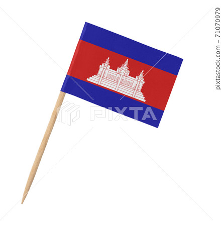 Small paper Cambodian flag on wooden stick 71070979