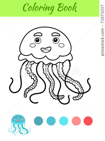 Coloring Page Happy Jellyfish Coloring Book Stock Illustration 71071037 Pixta