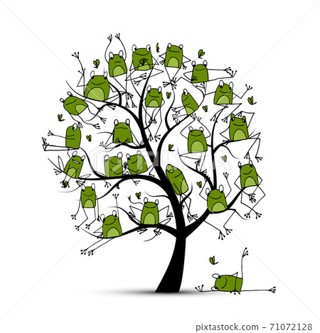 Funny frogs, art tree for your design 71072128