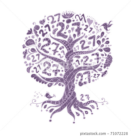 Tree 27 with roots, zentangle for your design - Stock Illustration ...