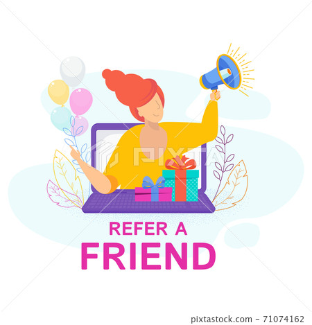 Refer a friend concept. Trendy flat vector style. 71074162