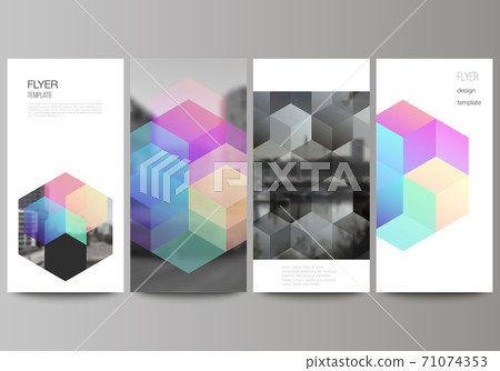 Vector layout of flyer, banner design templates with abstract shapes and colors for website advertising design, vertical flyer design, website decoration backgrounds. 71074353