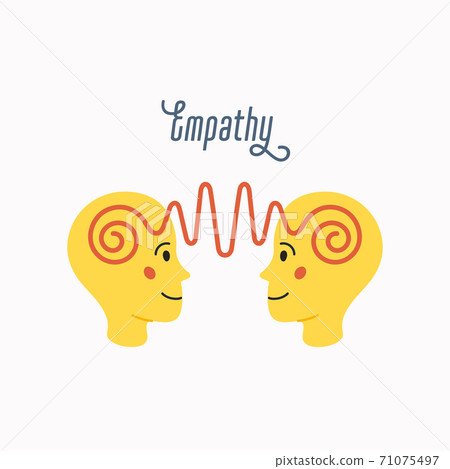 Empathy. Empathy concept - silhouettes of two human heads with an abstract image of emotions inside. Empathy. Empathy concept - silhouettes of two human heads with an abstract image of emotions inside. 71075497