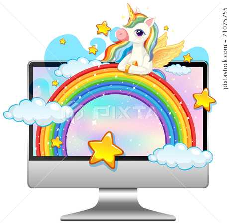 Unicorn on laptop desktop background Unicorn on laptop desktop background 71075755