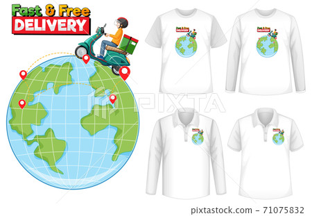 Set of mockup shirt with delivery theme 71075832
