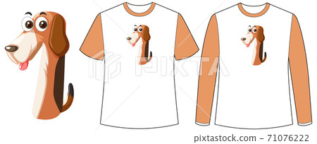 Set of two types of shirt with dog in number one shape screen on 71076222