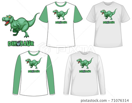 Set of different types of shirt in dinosaur theme with dinosaur Set of different types of shirt in dinosaur theme with dinosaur 71076314