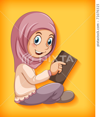 Muslim girl reading the book Muslim girl reading the book 71076315