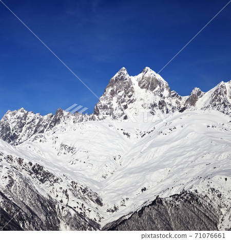 Mount Ushba in winter at sunny day 71076661