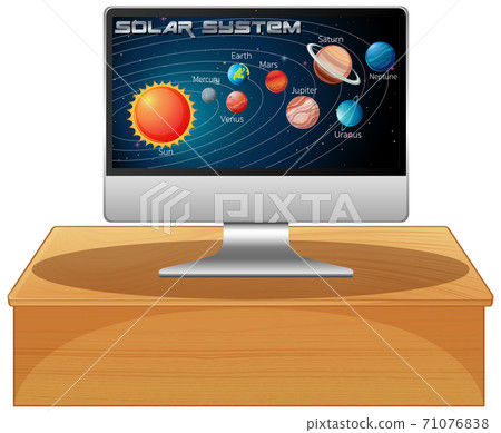 Computer with solar system on screen 71076838