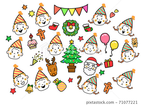 Boys and girls celebrating Christmas 71077221