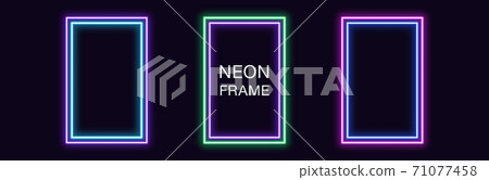 Neon rectangle Frame. Set of rectangular neon... - Stock Illustration ...