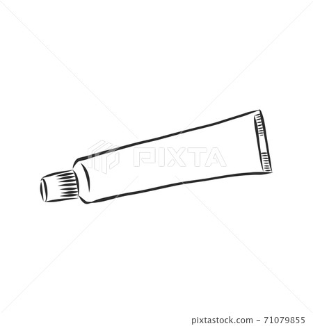 Toothpaste tube hand drawn outline doodle icon. Hygiene, daily dental care, tooth cosmetics medical concept. toothpaste tube, vector sketch illustration 71079855