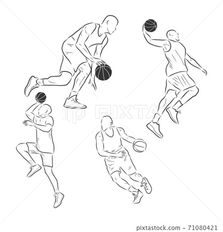 Vector Line sketch basketball player, basketball player, vector sketch illustration 71080421
