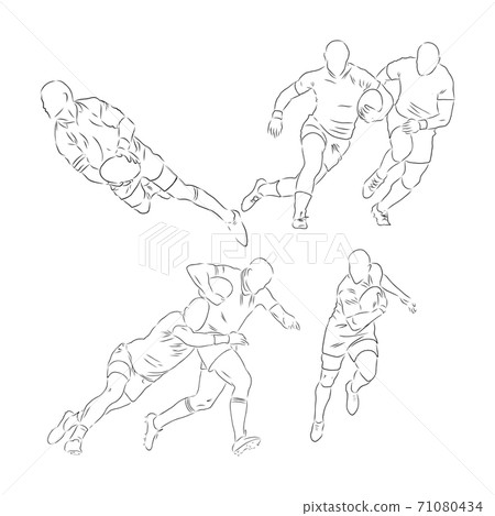 Running rugby player, abstract black vector silhouette, Rugby player, vector sketch illustration Running rugby player, abstract black vector silhouette, Rugby player, vector sketch illustration 71080434