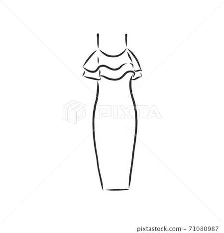 Sketches collection of women's dresses. Hand... - Stock Illustration  [71080987] - PIXTA