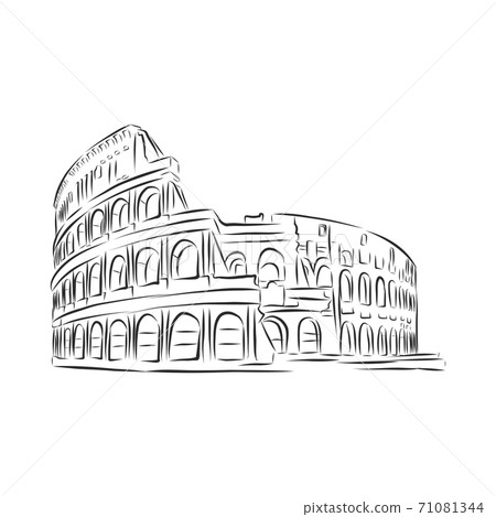 Coliseum in Rome hand drawn . vector illustration 71081344