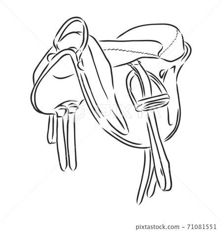 Classic equine saddle, horse equipment for ride. Classic equine saddle, horse equipment for ride. 71081551