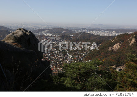 Bukhansan, national park, autumn, maple leaves 71081794