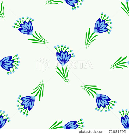 Seamless repeat pattern with flowers and leaves in Seamless repeat pattern with flowers and leaves in 71081795