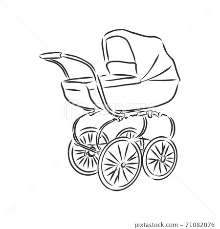 Vector illustration of children strollers on white 71082076