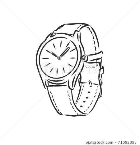 Sketch wrist watch isolated on white background, 71082085