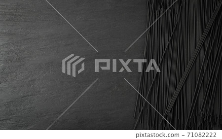 Raw Black Spaghetti, Dry Pasta with Cuttlefish Ink Raw Black Spaghetti, Dry Pasta with Cuttlefish Ink 71082222