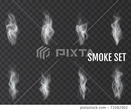 Realistic smoke transparent icon set 71082802