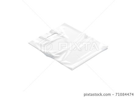 Blank white die-cut plastic bag with handle hole mock up Blank white die-cut plastic bag with handle hole mock up 71084474