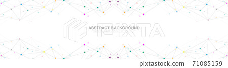 Website header or banner design with abstract geometric background and connecting dots and lines. Global network connection. Digital technology with plexus background and space for your text. Website header or banner design with abstract geometric background and connecting dots and lines. Global network connection. Digital technology with plexus background and space for your text. 71085159
