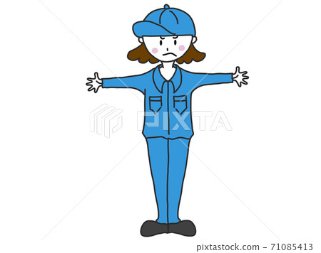 A woman in work clothes to put a stop on A woman in work clothes to put a stop on 71085413