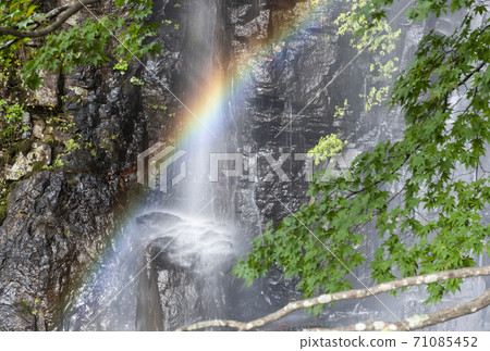 Rainbow over waterfall 71085452