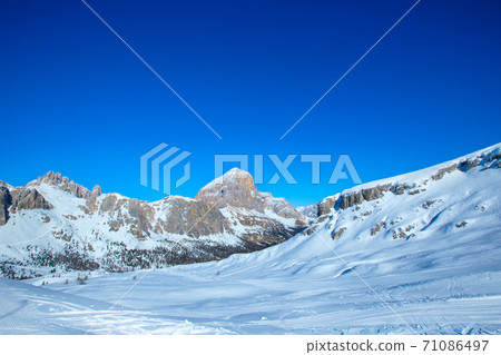 Dolomites winter mountains ski resort 71086497