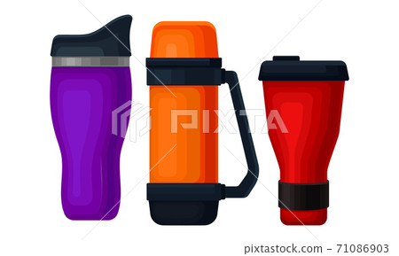 Thermos Bottle or Vacuum Flask as Vessel for Liquid Storage Vector Set Thermos Bottle or Vacuum Flask as Vessel for Liquid Storage Vector Set 71086903
