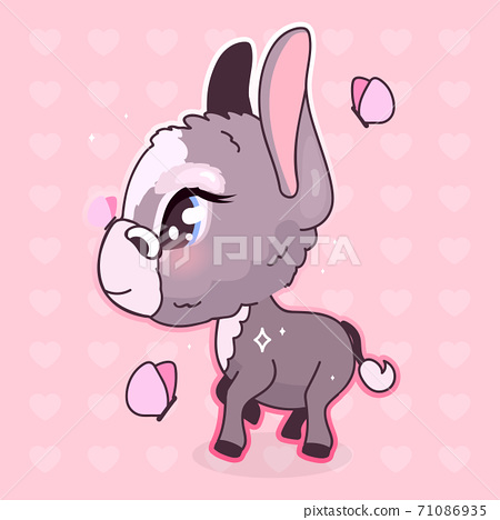 Cute Donkey Kawaii Cartoon Vector Character Stock Illustration