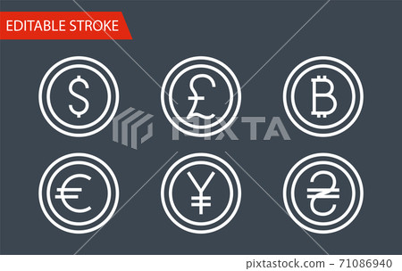 Money Sign Icons Set. Thin Line Vector... - Stock Illustration ...