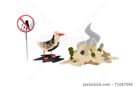 Pile of Waste as Discharge or Dumping Leading to Atmosphere Contamination Vector Set Pile of Waste as Discharge or Dumping Leading to Atmosphere Contamination Vector Set 71087094